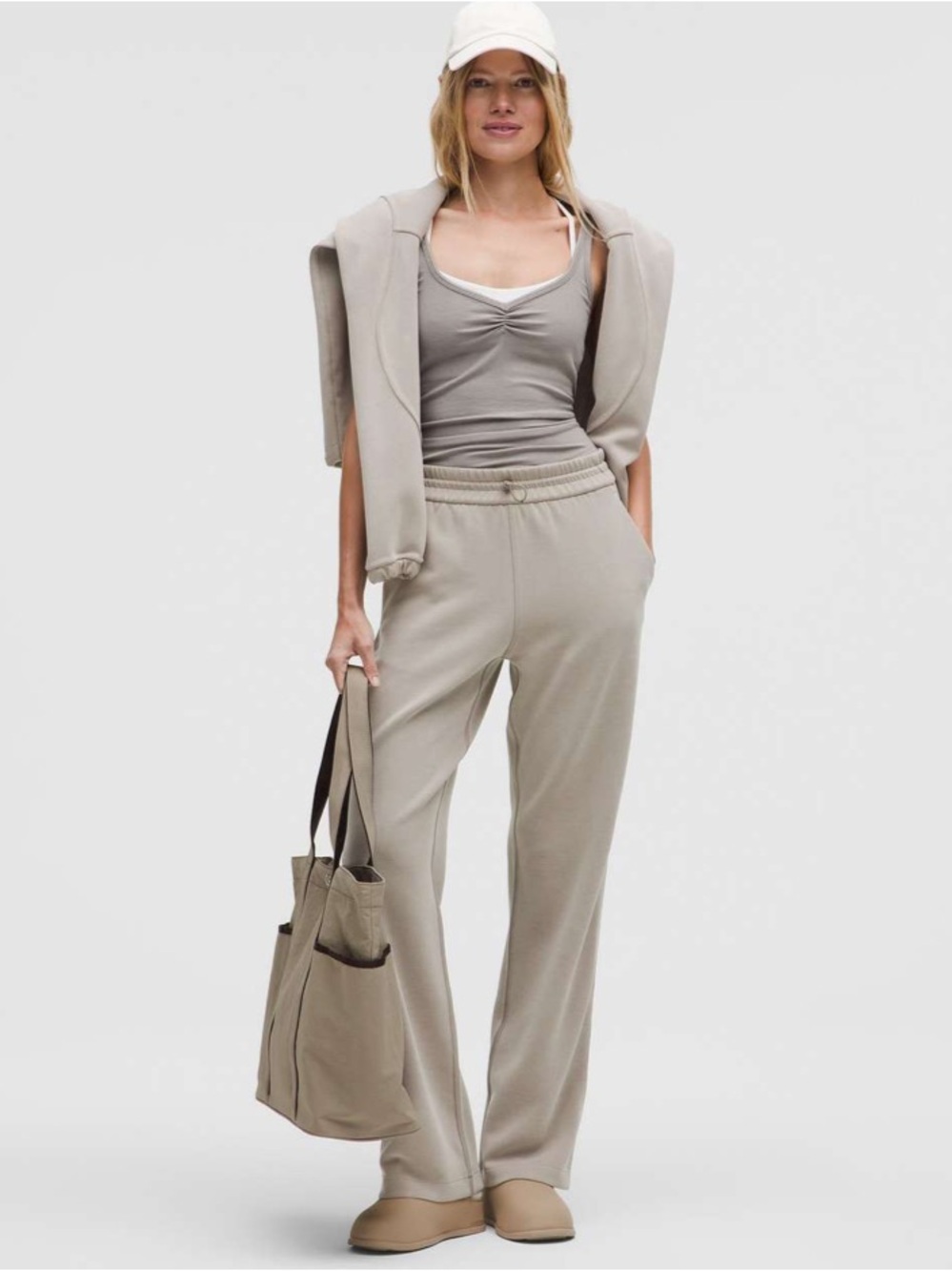 Lululemon size 6 Softstreme High-Rise Pant Stright Leg Warm Beige Ash Grey